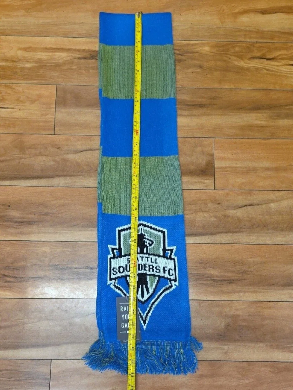 NWT Seattle Sounders FC MLS Knit Supporter Scarf Blue Green Fringe